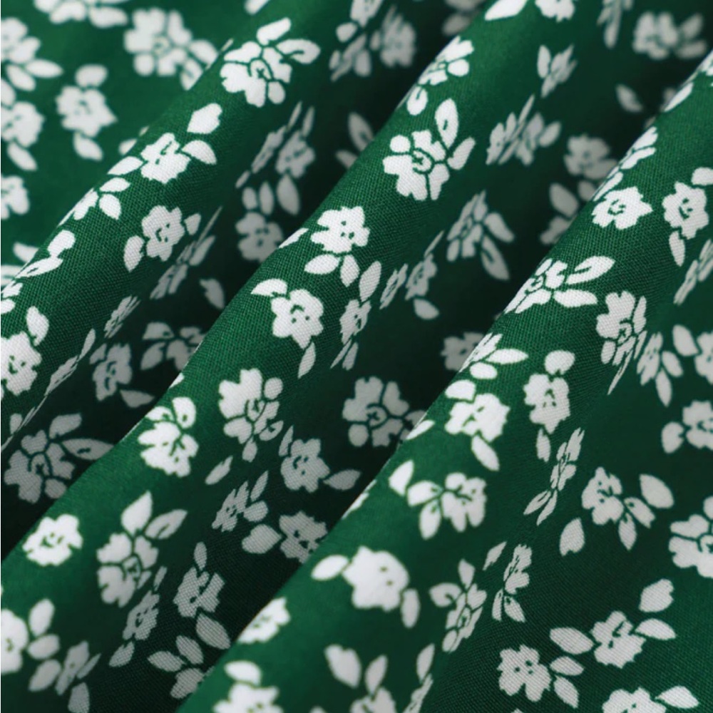 Rihoas Green V Neck Floral Button Midi Dress - Picture 8 of 10